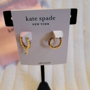 Kate Spade New York Initial Charm & Pavé Mismatch Huggie Hoop Earrings - J NEW!